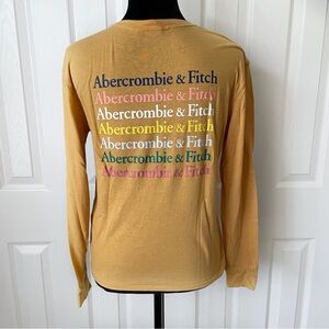 ABERCROMBIE & FITCH Mustard Yellow Long Sleeve Title Tee Size Small
